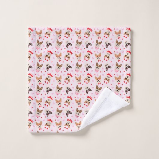 Gelukkige Valentijnsdag Pembroke Welsh Corgi Dogs Bad Handdoek (Wasdoekje)