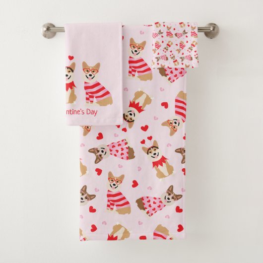Gelukkige Valentijnsdag Pembroke Welsh Corgi Dogs Bad Handdoek (Insitu)