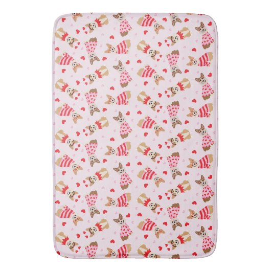 Gelukkige Valentijnsdag Pembroke Welsh Corgi Dogs Badmat (Voorkant Verticaal)