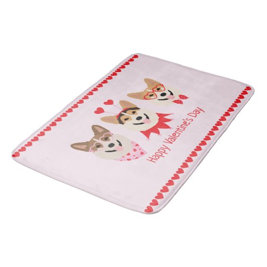 Gelukkige Valentijnsdag Pembroke Welsh Corgi Dogs Badmat (Gekanteld)
