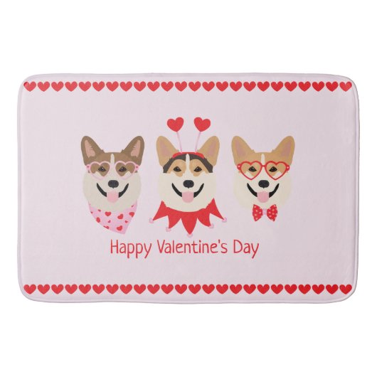 Gelukkige Valentijnsdag Pembroke Welsh Corgi Dogs Badmat (Voorkant)