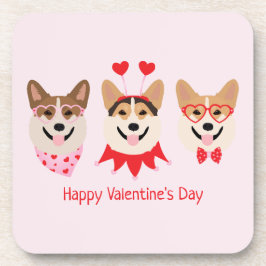 Gelukkige Valentijnsdag Pembroke Welsh Corgi Dogs Bier Onderzetter