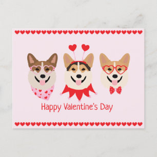 Gelukkige Valentijnsdag Pembroke Welsh Corgi Dogs Briefkaart