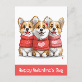 Gelukkige Valentijnsdag Pembroke Welsh Corgi Dogs Briefkaart