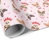 Gelukkige Valentijnsdag Pembroke Welsh Corgi Dogs Cadeaupapier (Rol Hoek)