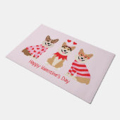 Gelukkige Valentijnsdag Pembroke Welsh Corgi Dogs Deurmat (Schuin)