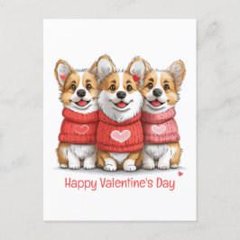 Gelukkige Valentijnsdag Pembroke Welsh Corgi Dogs Feestdagenkaart