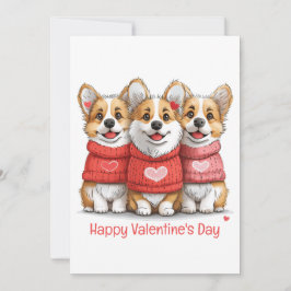 Gelukkige Valentijnsdag Pembroke Welsh Corgi Dogs Feestdagenkaart