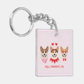 Gelukkige Valentijnsdag Pembroke Welsh Corgi Dogs Sleutelhanger (Voorkant Links)