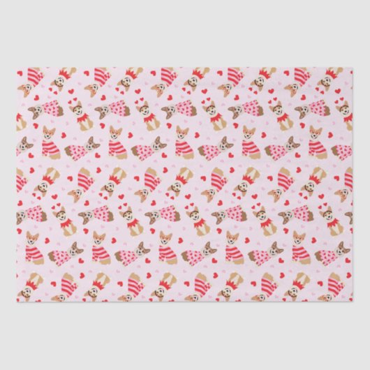 Gelukkige Valentijnsdag Pembroke Welsh Corgi Dogs Tissuepapier (Voorkant)