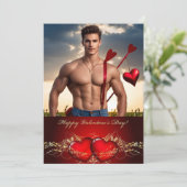 Gelukkige Valentijnsdag Persoonlijke Spierbundel Feestdagenkaart (Staand voorkant)