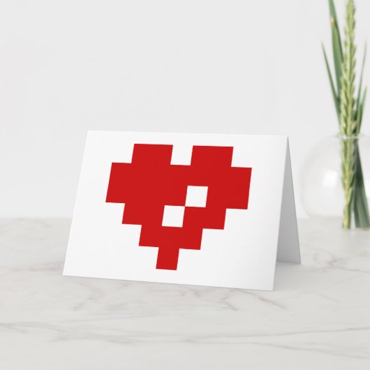 Gelukkige Valentijnsdag / Pixel Heart 8 Bit Love Feestdagen Kaart (Voorkant)
