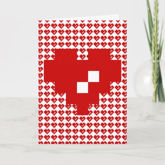 Gelukkige Valentijnsdag / Pixel Heart 8 Bit Love Feestdagen Kaart (Voorkant)