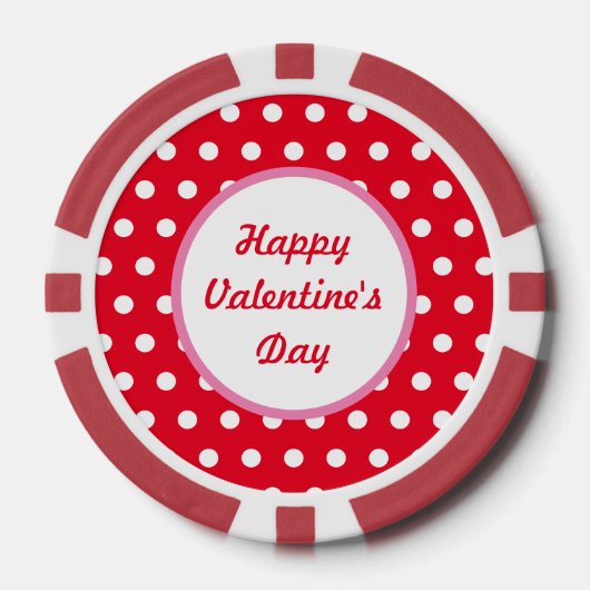 Gelukkige Valentijnsdag Poker Chips (Rood & Wit) (Voorkant)
