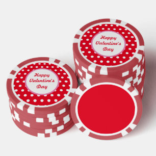 Gelukkige Valentijnsdag Poker Chips (Rood & Wit)