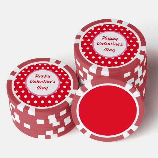 Gelukkige Valentijnsdag Poker Chips (Rood & Wit) (Opstapeling)