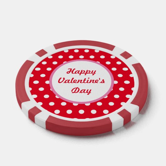 Gelukkige Valentijnsdag Poker Chips (Rood & Wit) (Enkel)