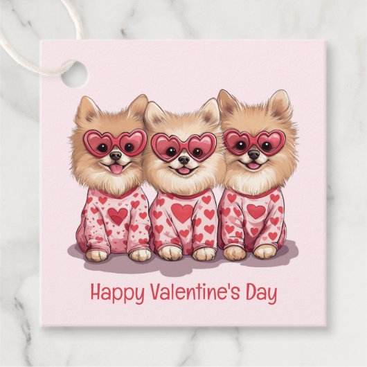 Gelukkige Valentijnsdag Pommerse honden Bedankjes Labels (Voorkant)
