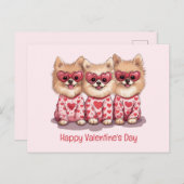 Gelukkige Valentijnsdag Pommerse honden Feestdagenkaart (Voorkant / Achterkant)