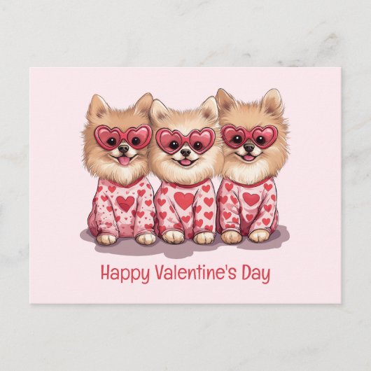 Gelukkige Valentijnsdag Pommerse honden Feestdagenkaart (Voorkant)