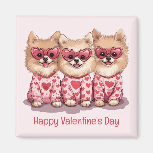 Gelukkige Valentijnsdag Pommerse honden Magneet (Voorkant)