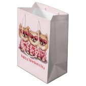 Gelukkige Valentijnsdag Pommerse honden Medium Cadeauzakje (Achterkant Gekanteld)