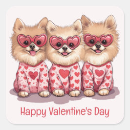 Gelukkige Valentijnsdag Pommerse honden Vierkante Sticker