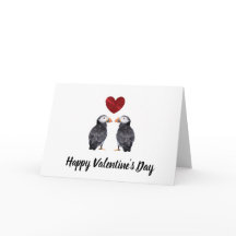 Gelukkige Valentijnsdag Puffins & Hart Kaart