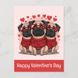 Gelukkige Valentijnsdag Pug Dogs Briefkaart