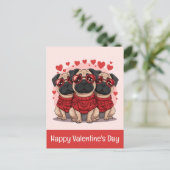 Gelukkige Valentijnsdag Pug Dogs Briefkaart (Staand voorkant)