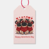 Gelukkige Valentijnsdag Pug Dogs Cadeaulabel (Voorkant)