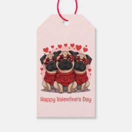 Gelukkige Valentijnsdag Pug Dogs Cadeaulabel