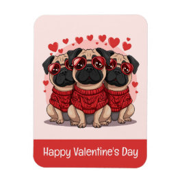 Gelukkige Valentijnsdag Pug Dogs Magneet