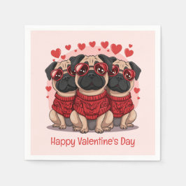 Gelukkige Valentijnsdag Pug Dogs Servet