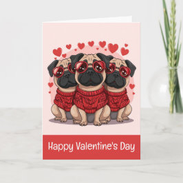 Gelukkige Valentijnsdag Pugs Feestdagen Kaart