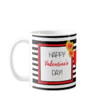 Gelukkige Valentijnsdag Red Heart Black White Stri