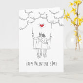 Gelukkige Valentijnsdag Red Heart Swing Lovers Kaart (Gele Bloem)