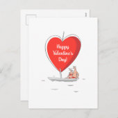 Gelukkige Valentijnsdag Red Heart zeilboot liefheb Feestdagenkaart (Voorkant / Achterkant)