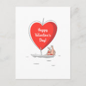 Gelukkige Valentijnsdag Red Heart zeilboot liefheb Feestdagenkaart (Voorkant)