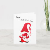 Gelukkige Valentijnsdag Red Hearted Gnome Feestdagen Kaart (Voorkant)