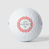 Gelukkige Valentijnsdag Red Hearts Typografie Golfballen (Voorkant)