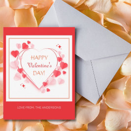 Gelukkige Valentijnsdag Red Pink Hearts Typografie Feestdagenkaart