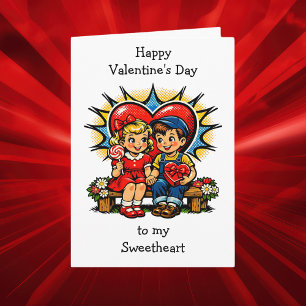 Gelukkige Valentijnsdag Retro Pop Art Vintage Kaart
