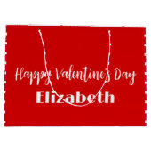 Gelukkige Valentijnsdag Rode en Witte Strepen Naam Groot Cadeauzakje (Achterkant)