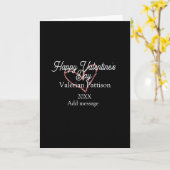 Gelukkige Valentijnsdag rode glitters hart zwarte Kaart (Gele Bloem)
