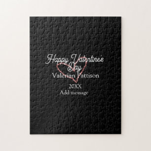 Gelukkige Valentijnsdag rode glitters hart zwarte Legpuzzel