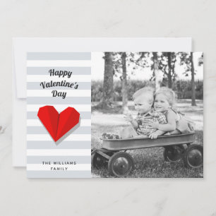 Gelukkige Valentijnsdag Rode Hart Origami Foto Feestdagenkaart