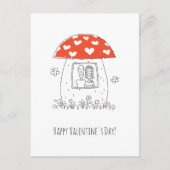 Gelukkige Valentijnsdag Rode Hart Paddenstoel Lief Briefkaart (Voorkant)