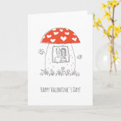 Gelukkige Valentijnsdag Rode Hart Paddenstoel Lief Kaart (Gele Bloem)