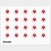 Gelukkige Valentijnsdag rode hart script naam Ronde Sticker (Vel)
